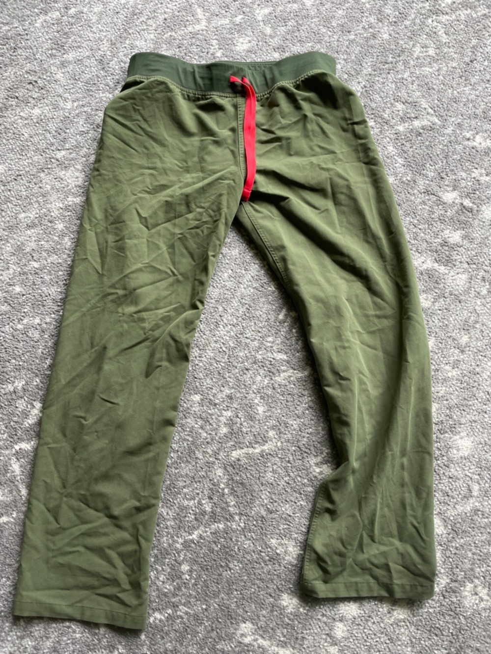 Figs Olive Green Wide Leg Pants with Red Drawstring